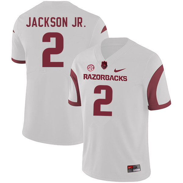 Men #2 Ketron Jackson Jr. Arkansas Razorbacks College Football Jerseys Sale-White - Click Image to Close